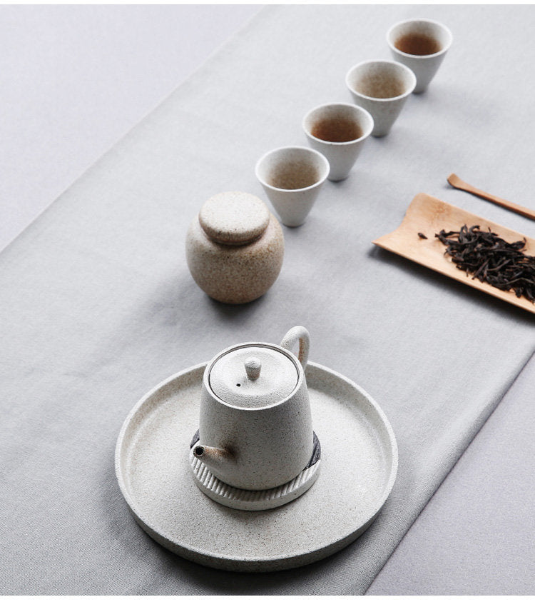 Raw porcelain tea set