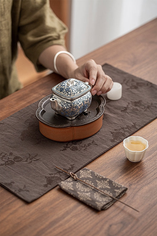 Teiera argento dorato e smalto cinese fatto a mano