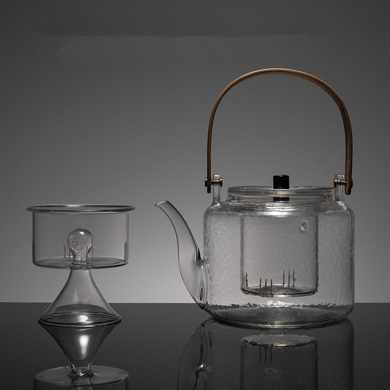 Glass teapot for dual use