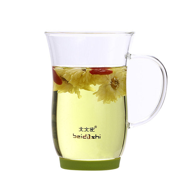 Green tea and flower tea glass with handle